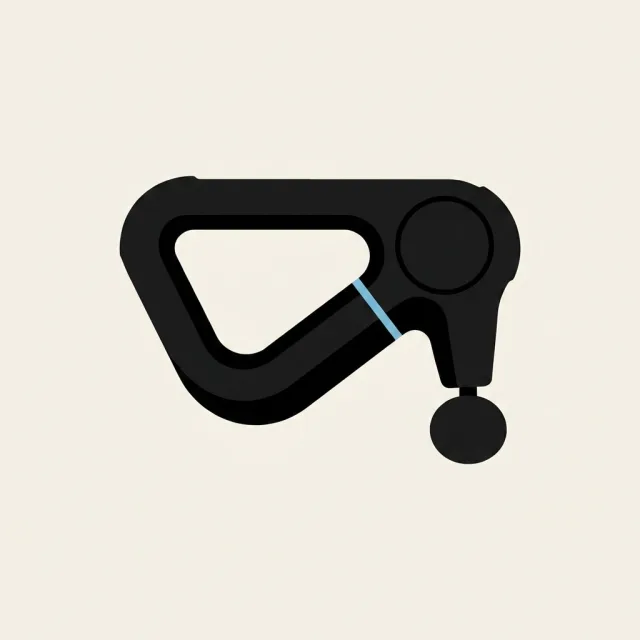The percussion massage gun with its attachment heads